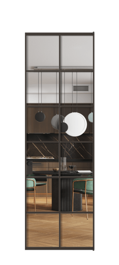 Алюминиевая дверь АЛПЛ040.05 Алюминий антрацит Прозрачное стекло "Кристал Вижн", калёное Цена 165340  | Volhovec