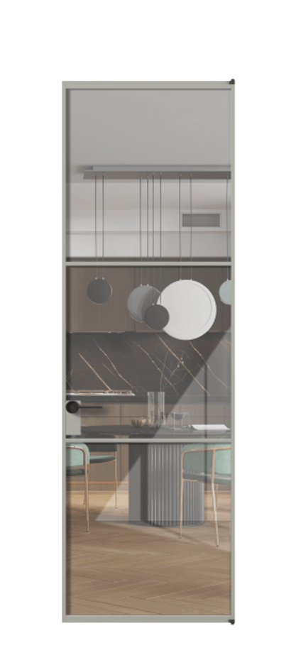 Алюминиевая дверь АЛПЛ040.03 Алюминий нейтральный серый Рефлективное прозрачное стекло "Стопсол", калёное Цена 159360  | Volhovec