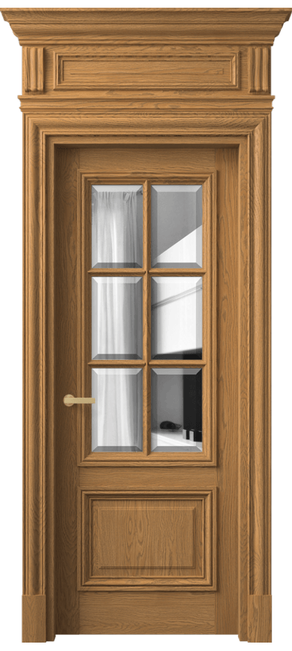 Межкомнатная дверь Антик 7312 Дуб солнечный матовый Двустороннее зеркало с фацетом, триплекс Цена 310960 ₽ | Volhovec