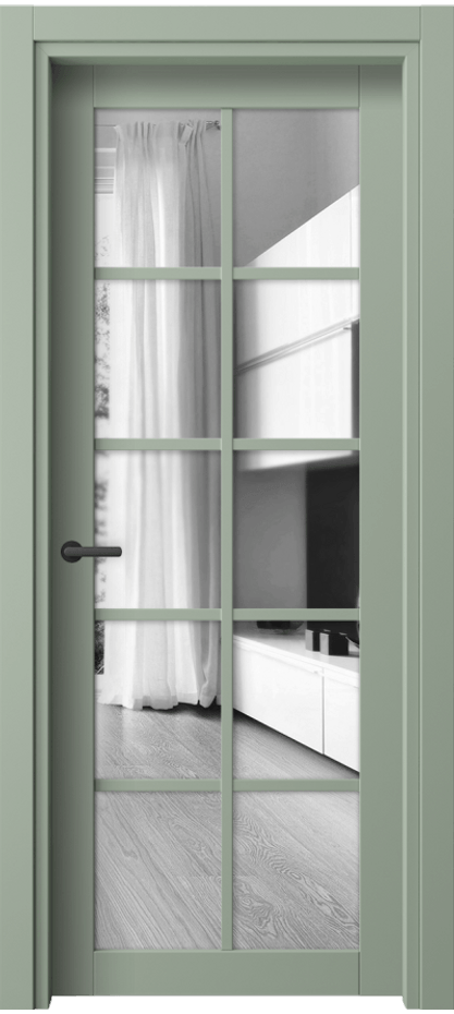 Межкомнатная дверь Нео 2106 ПЭТ светло-оливковый Двустороннее зеркало, триплекс Цена 39690 ₽ | Volhovec
