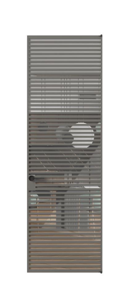 Алюминиевая дверь АЛПЛ040.07 Алюминий классический серый Рефлективное прозрачное стекло "Стопсол", калёное Цена 250600  | Volhovec