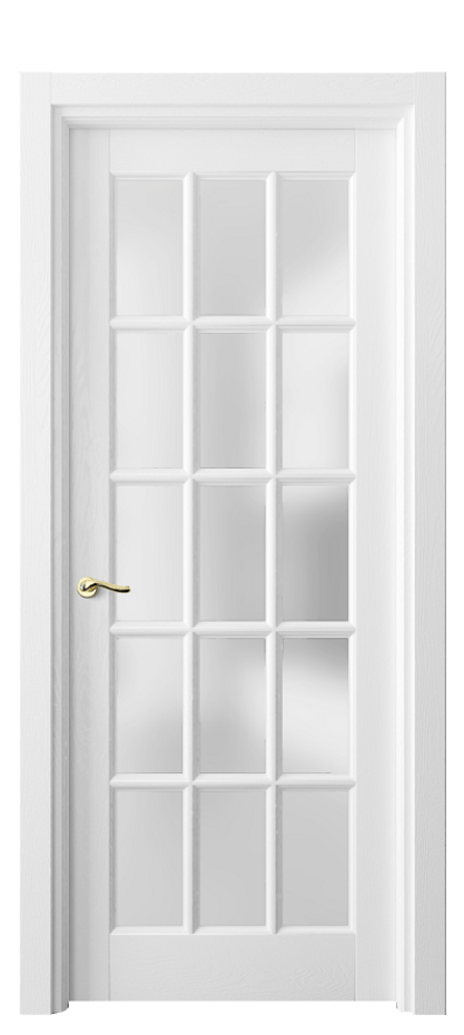 Межкомнатная дверь Лигнум 0708 Дуб белоснежный Сатинированное стекло Цена 164010 ₽ | Volhovec
