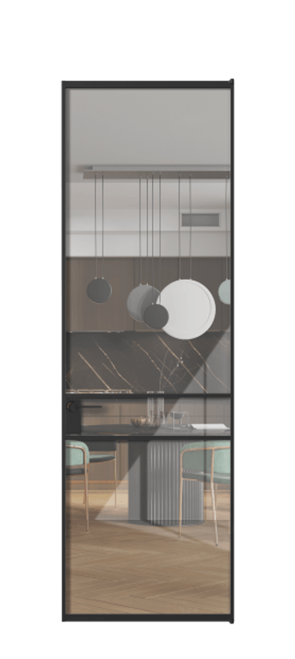 Алюминиевая дверь АЛПЛ040.02 Алюминий Черный Рефлективное прозрачное стекло "Stopsol", калёное Цена 154320  | Volhovec