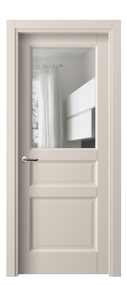 Межкомнатная дверь Галант 1432 ПЭТ пудровый бежевый Прозрачное стекло Цена 35380 ₽ | Volhovec