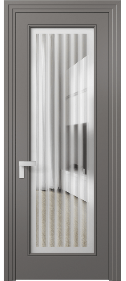 Межкомнатная дверь Rocca 8300 Матовый классический серый Сатинированное с гравировкой "Каннелюры", триплекс Цена 96490 ₽ | Volhovec