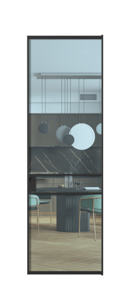 Алюминиевая дверь АЛПЛ040.02 Алюминий Черный Прозрачное голубое стекло, триплекс Цена 145920  | Volhovec