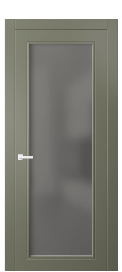 Межкомнатная дверь Neo Classic 8000 Матовый оливковый тёмный Сатинированное серое стекло, триплекс Цена 62750 ₽ | Volhovec