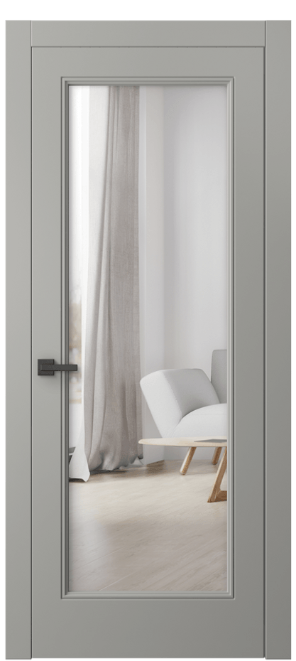 Межкомнатная дверь Линия 8300 Матовый нейтральный серый Двустороннее зеркало, триплекс Цена 80530 ₽ | Volhovec