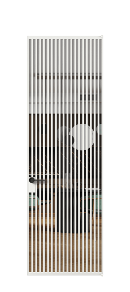 Алюминиевая дверь АЛПЛ040.06 Алюминий белоснежный Прозрачное стекло "Кристал Вижн", калёное Цена 250600  | Volhovec