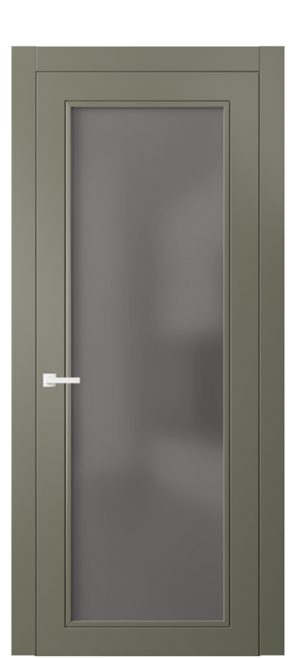 Межкомнатная дверь Нео Классик 8000 Матовый оливковый тёмный Сатинированное серое стекло, триплекс Цена 78430 ₽ | Volhovec