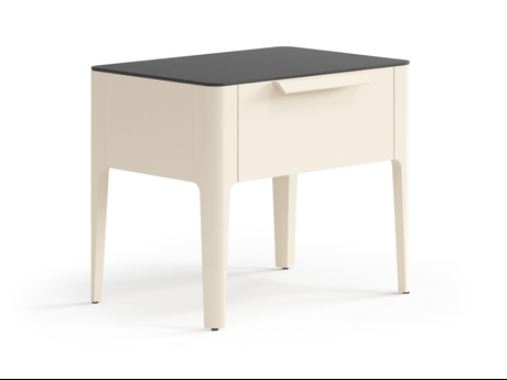 Мебель Тумба прикроватная Пьега 1 ящик. Цвет Матовый светло-бежевый. Материал Гладкая эмаль. Коллекция Тумба прикроватная Пьега 1 ящик. Картинка.