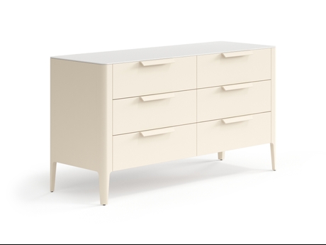 Мебель Комод Пьега 6 ящиков. Цвет Матовый светло-бежевый. Материал Гладкая эмаль. Коллекция Комод Пьега 6 ящиков. Картинка.