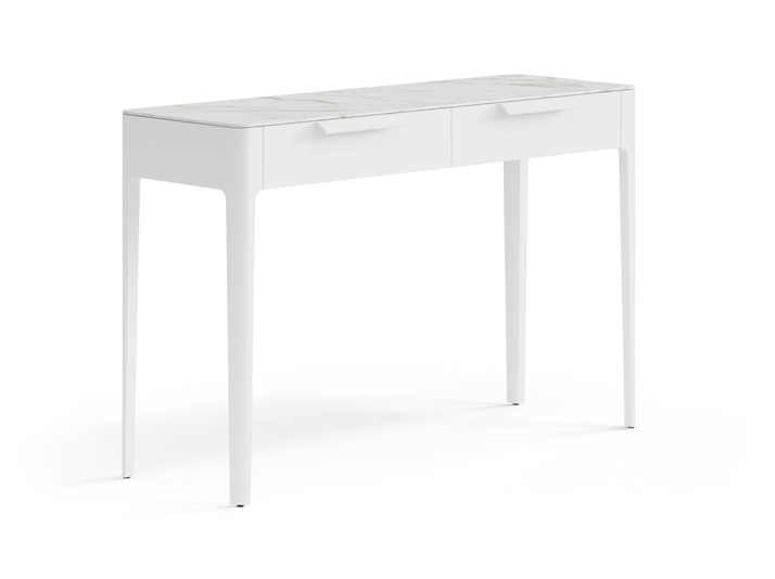 Мебель Консоль Пьега 2 ящика. Цвет Матовый белоснежный. Материал Гладкая эмаль. Коллекция Консоль Пьега 2 ящика. Картинка.