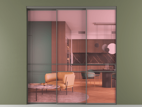 Алюминевая перегородка АЛПР 040.02_АКЛС_ПРОЗ РОЗ_new. Цвет Алюминий классический серый. Материал Алюминий в эмали. Коллекция Перегородка Формато внутри проёма 3 створки с синхронным механизмом. Фото. Алюминевая перегородка АЛПР 040.02_АКЛС_ПРОЗ РОЗ_new. Цвет Алюминий классический серый. Материал Алюминий в эмали. Коллекция Перегородка Формато внутри проёма 3 створки с синхронным механизмом. Картинка.