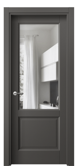 Дверь межкомнатная 1422 ПЭГФ Прозрачное стекло. Цвет ПЭТ графитовый. Материал ПЭТ. Коллекция Галант. Картинка.