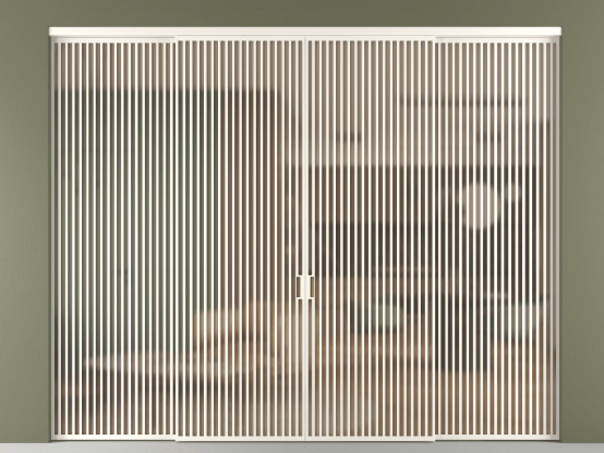 Алюминевая перегородка vn2+2_06_ Алюминий пудровый белый Сатинированное оранжевое стекло, триплекс, 6мм. Цвет Алюминий пудровый белый. Материал Алюминий в эмали. Коллекция Перегородка Formato внутри проёма 4 створки. Картинка.